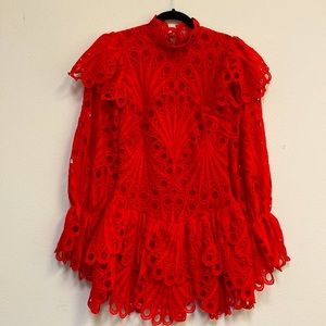 The sang long sleeve red short dress size S